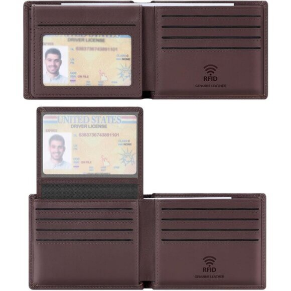 ⚡Travelambo Men Oil Wax Ochre Genuine Leather Handmade Bifold Stylish Wallets - Picture 1 of 9